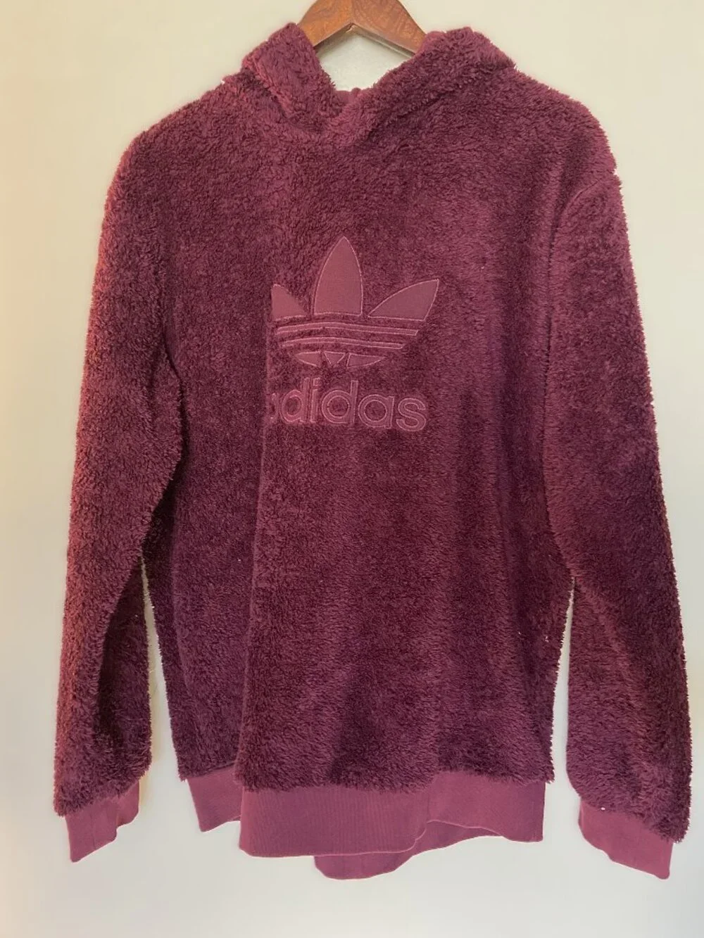 ADIDAS hoodie plush outer size M burgundy